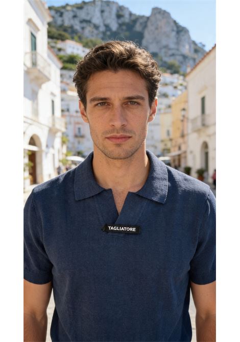 Polo in maglia Tagliatore blu in lino e cotone TAGLIATORE | Polo | KEITH GSE26-02598